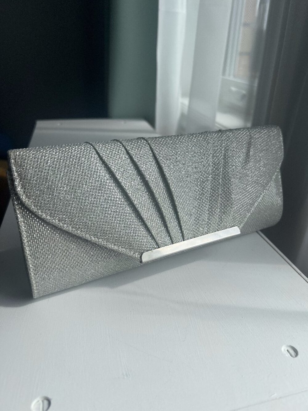 Call It Spring Silver Glitter Clutch Bag